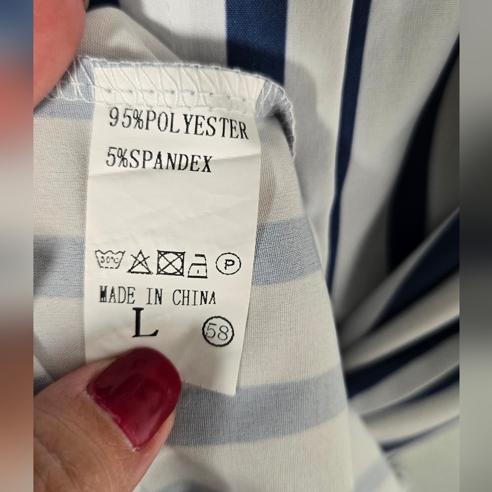 Blue Stripe dress no brand Size Large - Picture 4 of 4